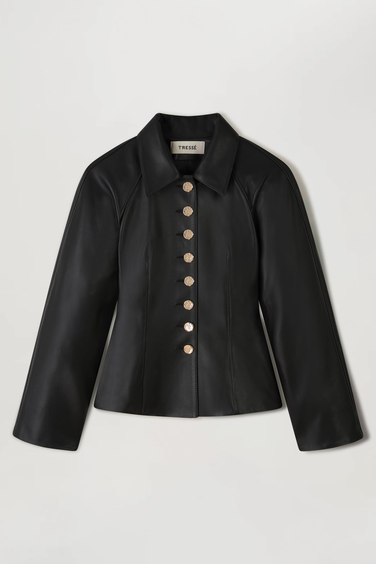 Peplum leather jacket