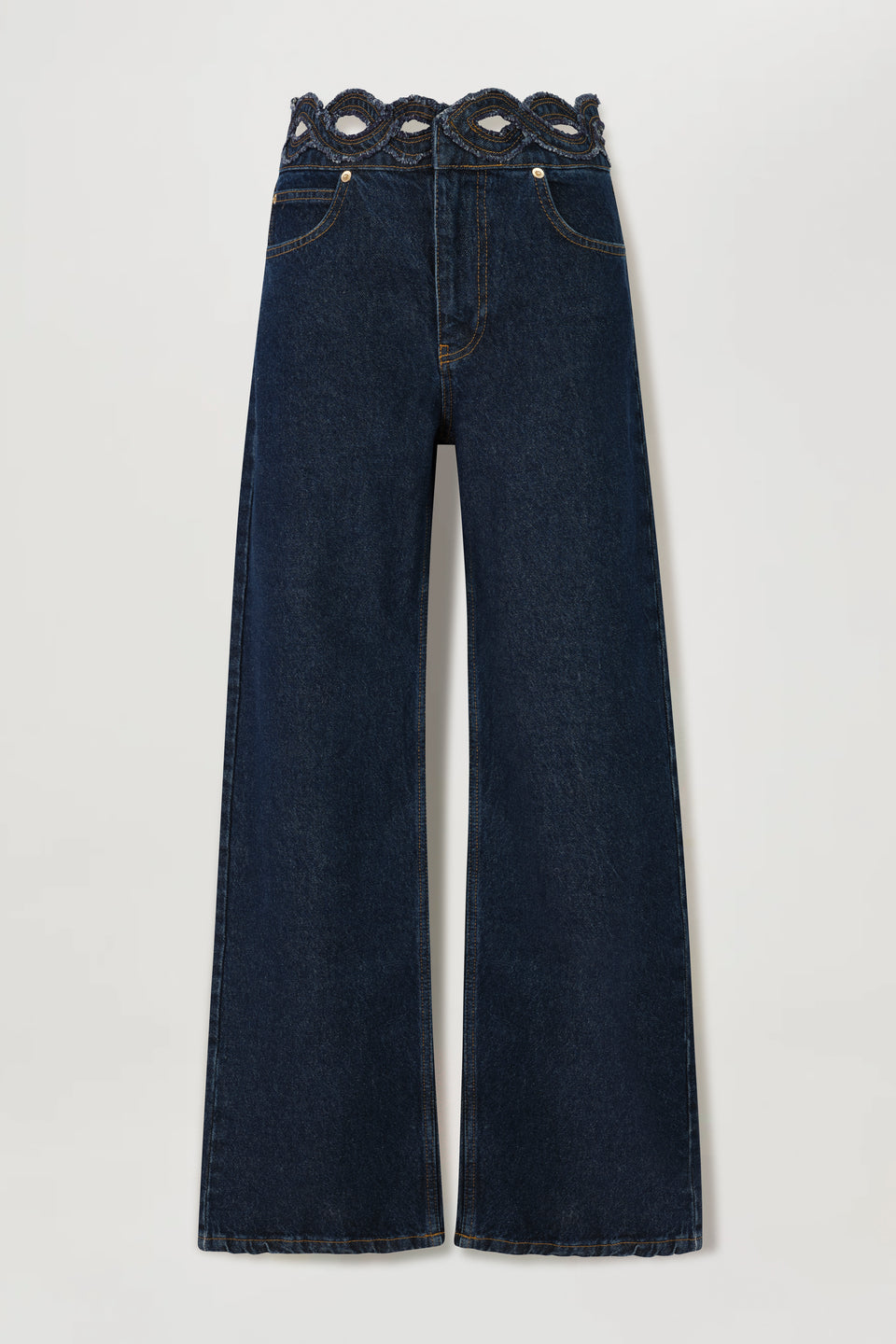 Denim brut à ceinture tresse