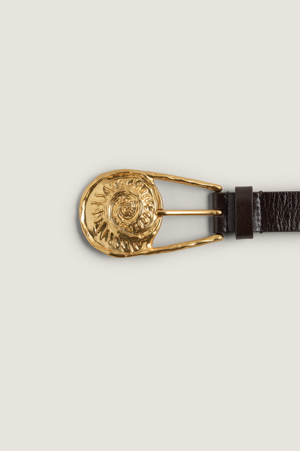 Thin black leather belt