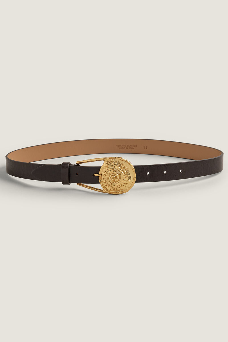 Thin black leather belt