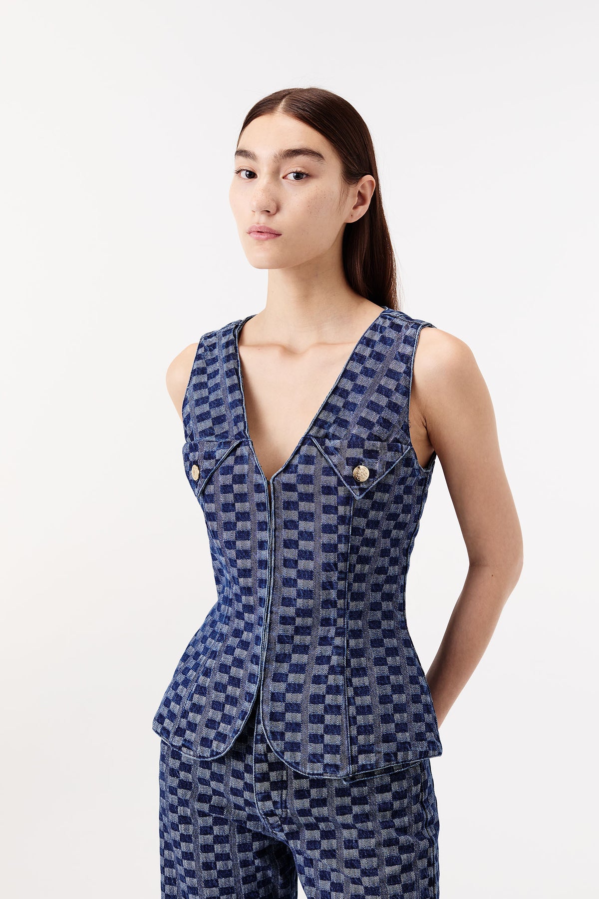 Chaqueta de traje de denim tejido