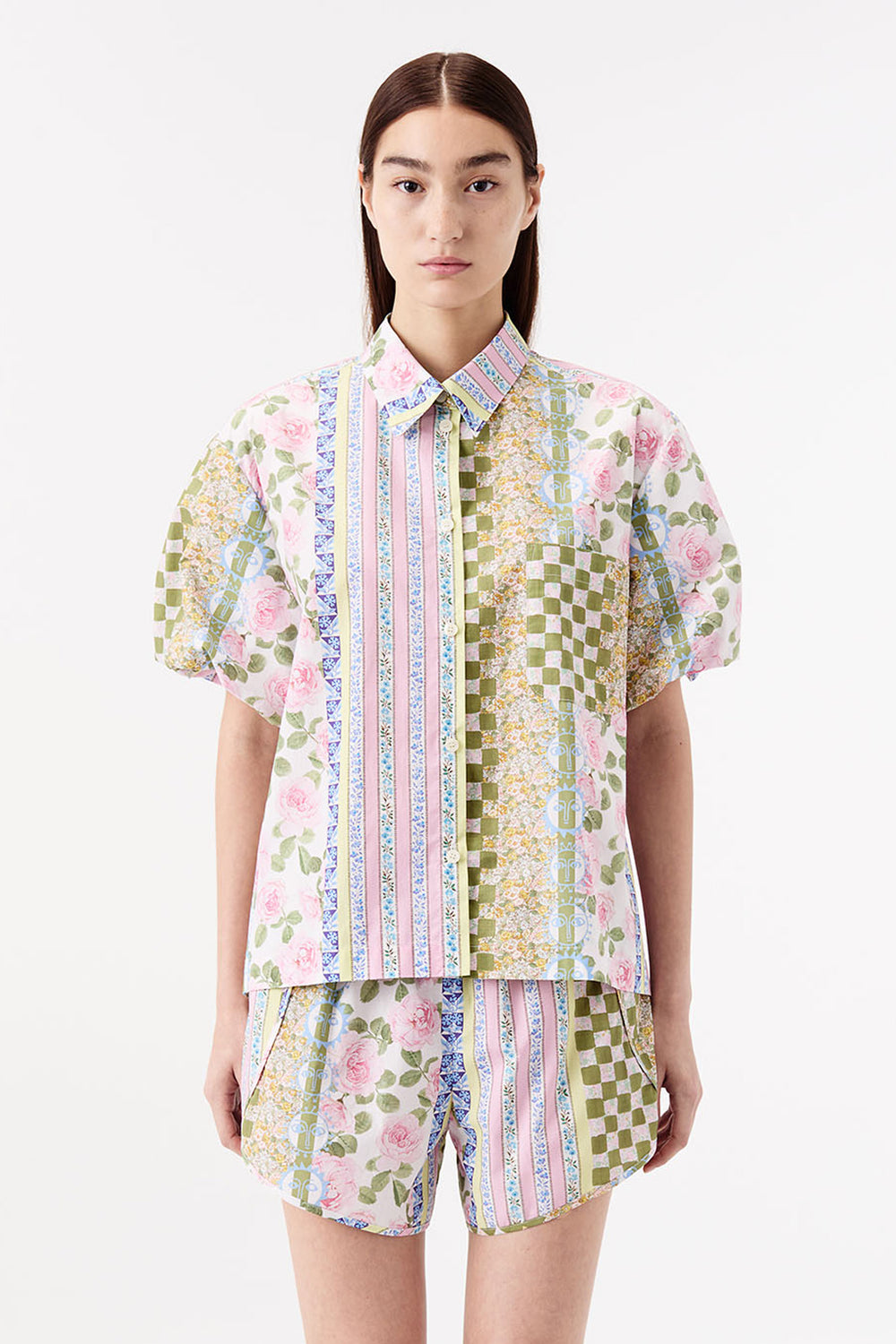 Liberty poplin puff-sleeved shirt