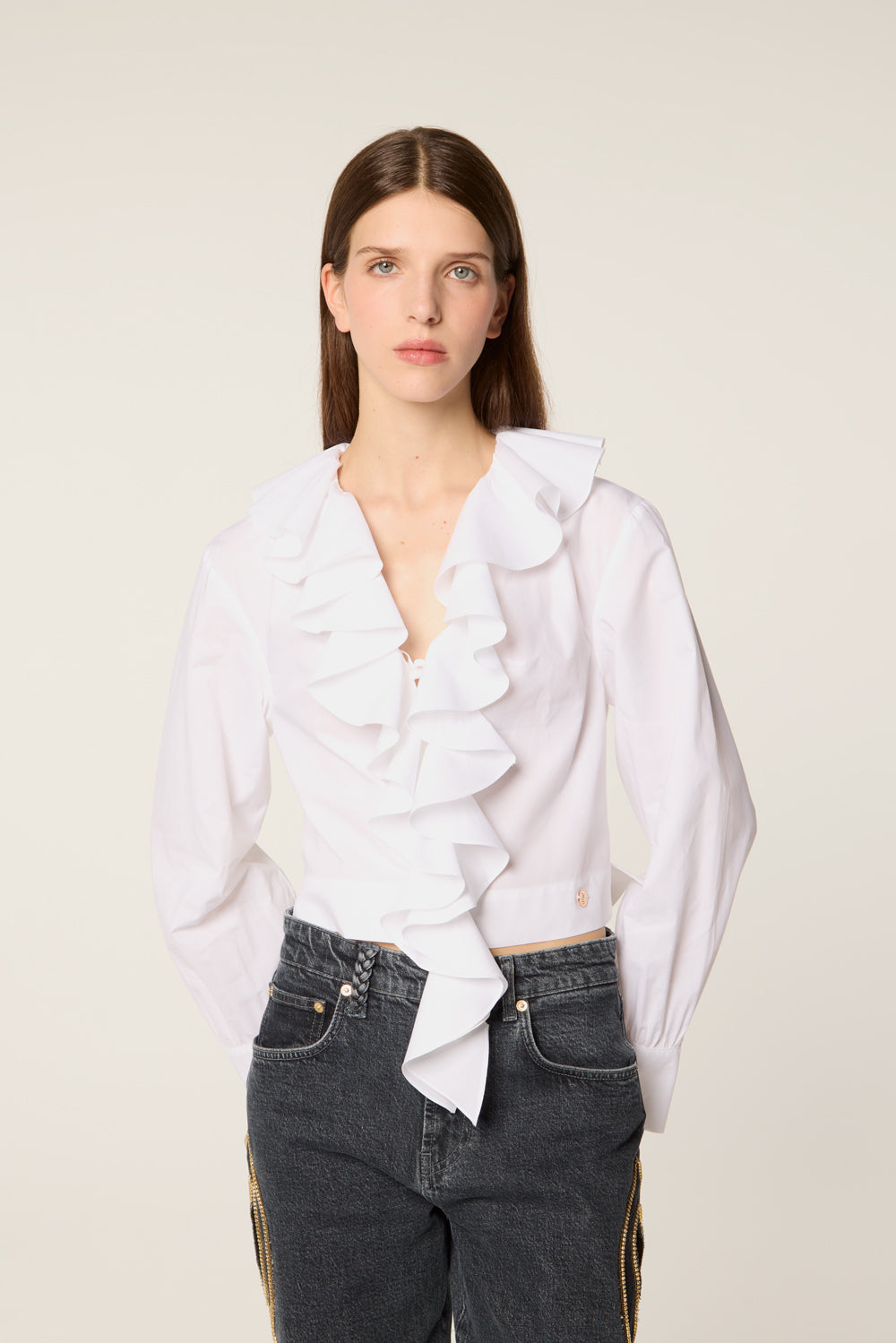 Short ruffled shirt