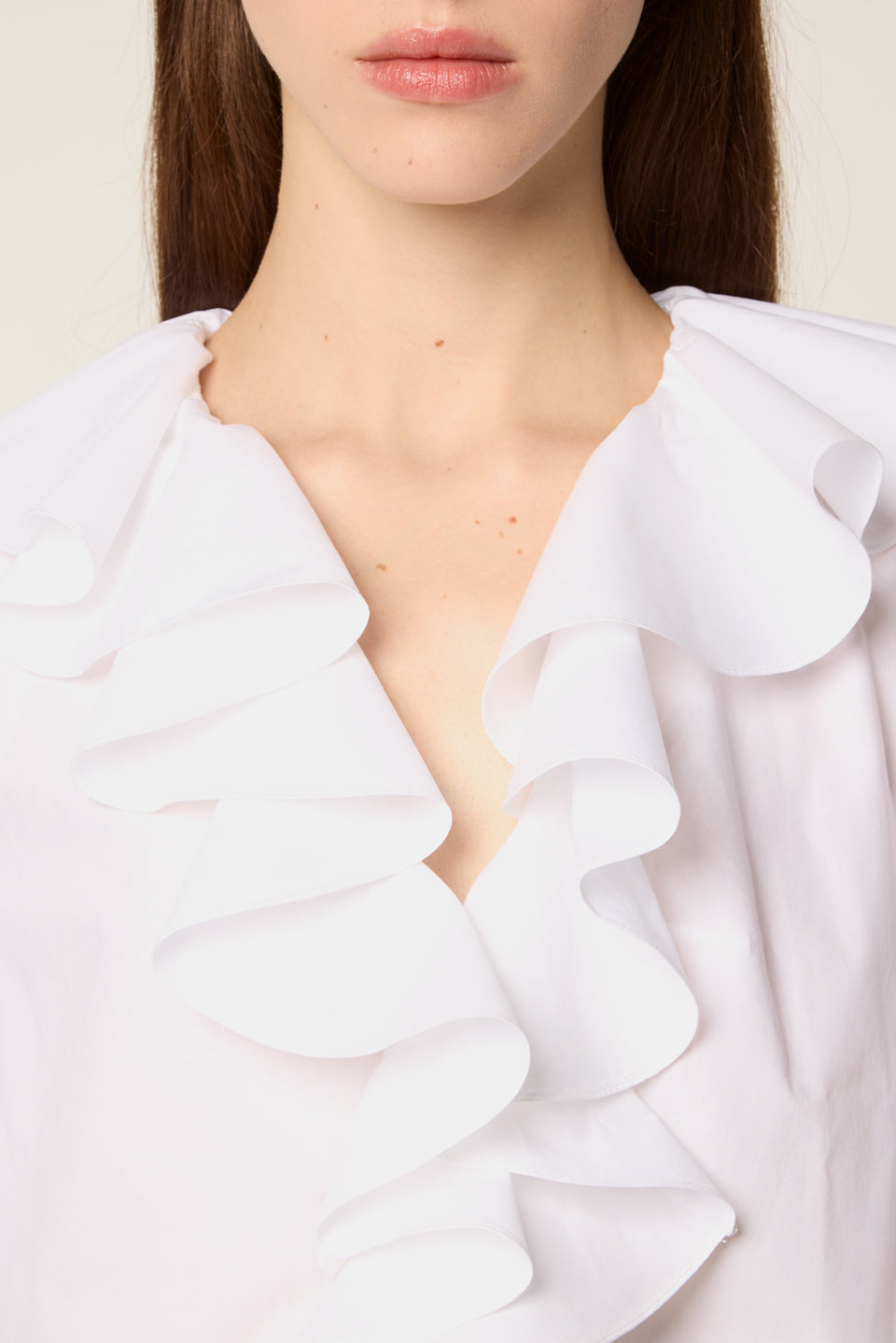 Chemise courte à volants