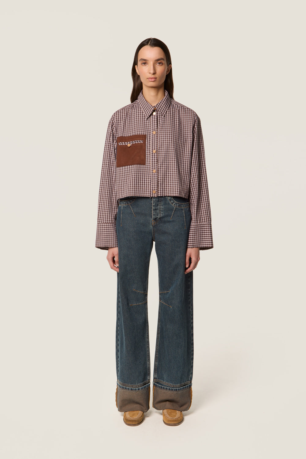 Chemise à poche en nubuck