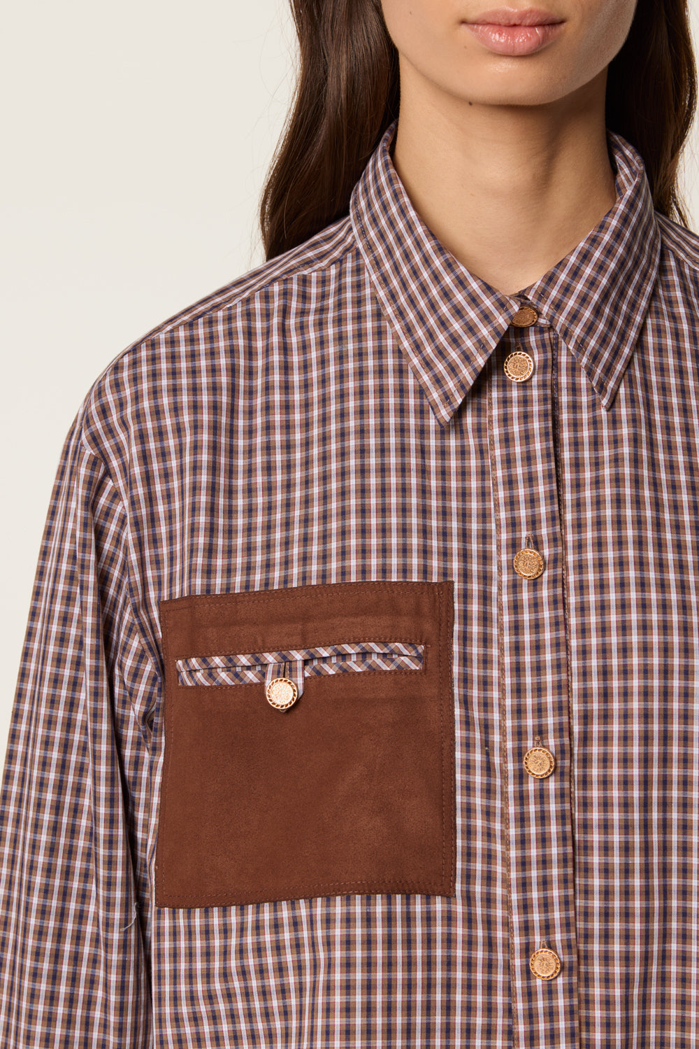Chemise à poche en nubuck