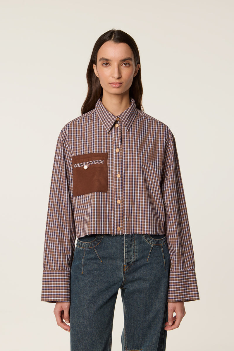 Chemise à poche en nubuck