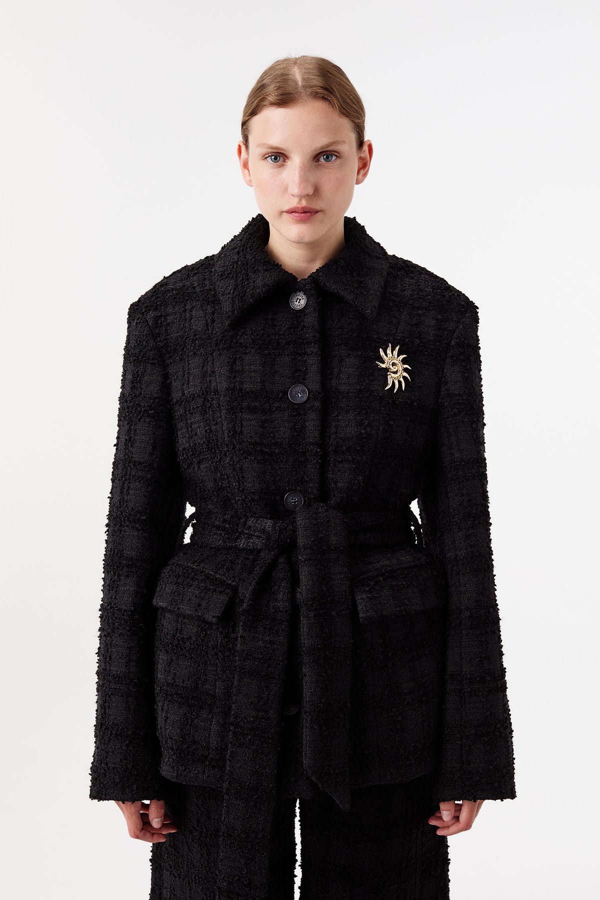 Belted tweed jacket