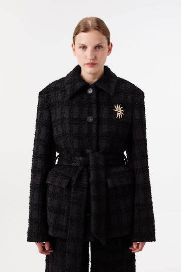 Belted tweed jacket