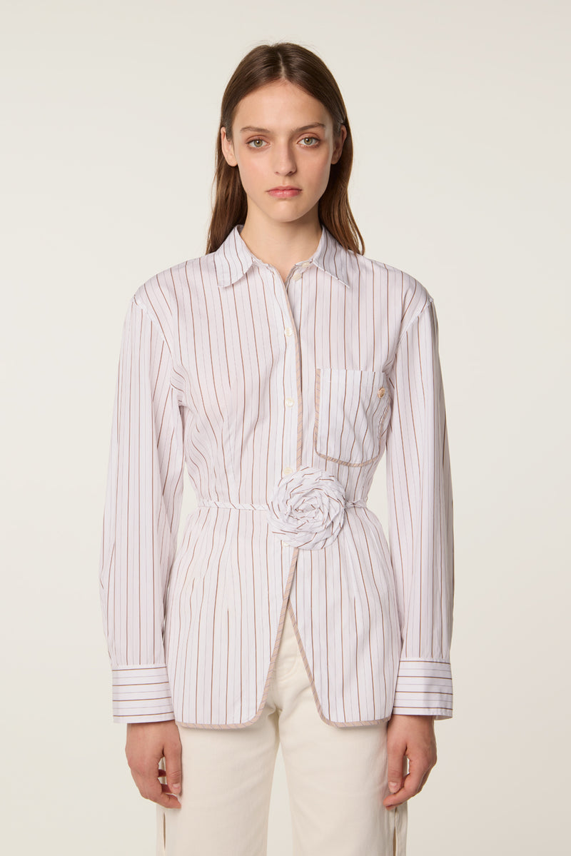 Blouse with flower belt