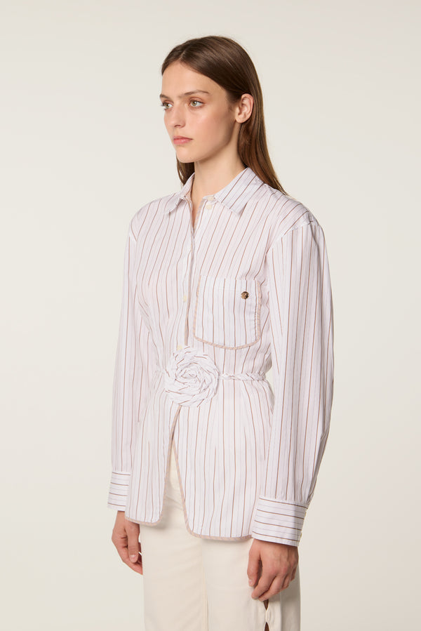 Blouse with flower belt