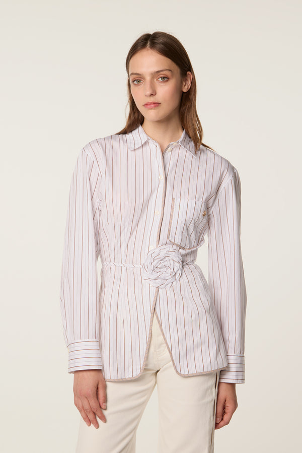 Blouse with flower belt