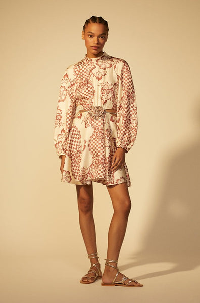 Robe En Soie Max Azria BCBG - Manches 3/4, Couleur Ivoire/noir/gris, Taille XS, Neuve