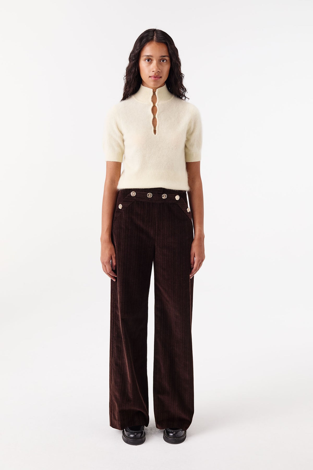 Pantalon à ponts en velours