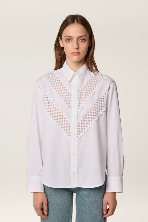 Lace ribbon shirt