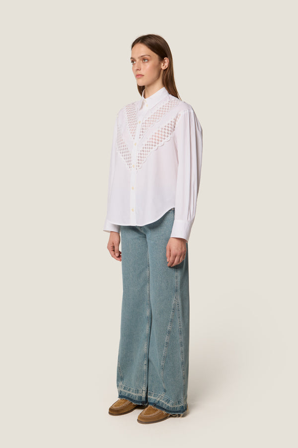 Lace ribbon shirt
