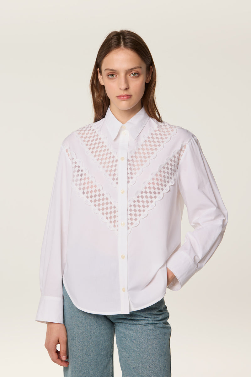 Lace ribbon shirt
