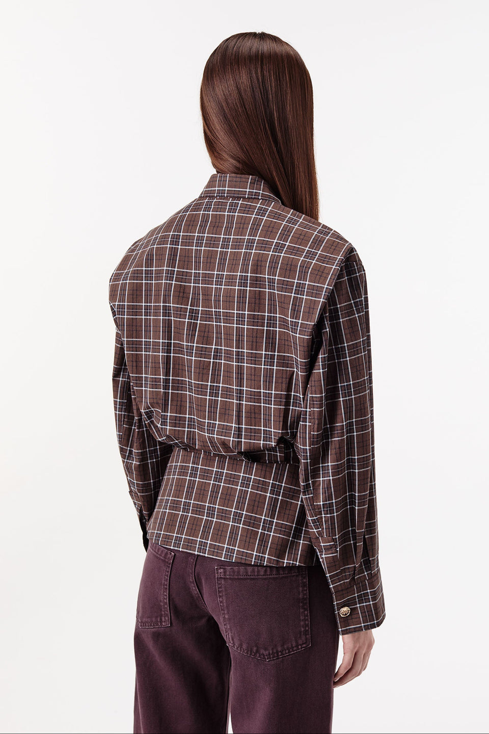 Checkered shirt with gold buttons