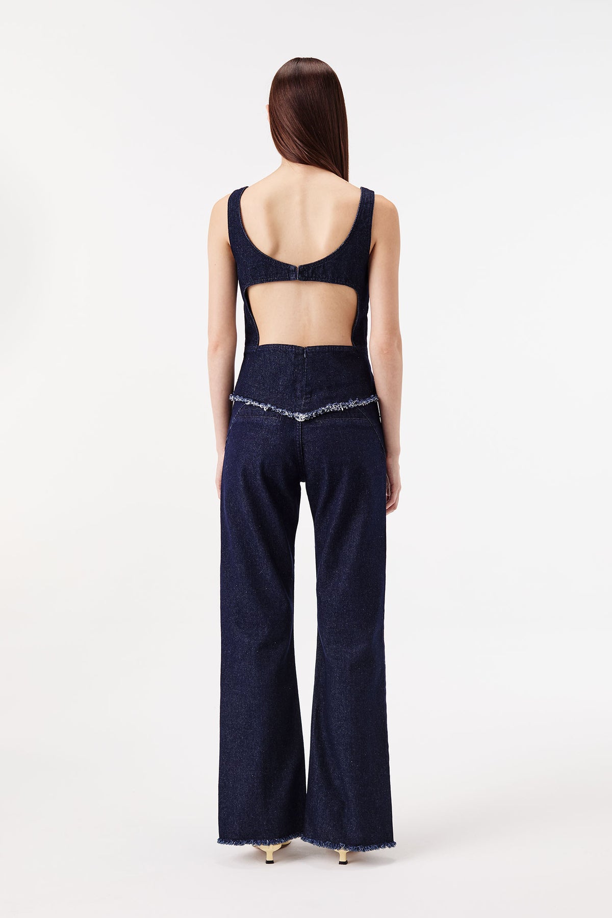 Denim top with gold jewellery
