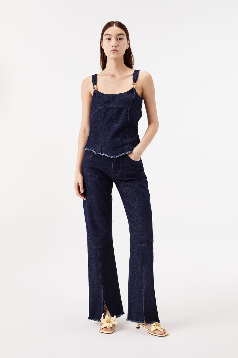 Denim brut à fentes