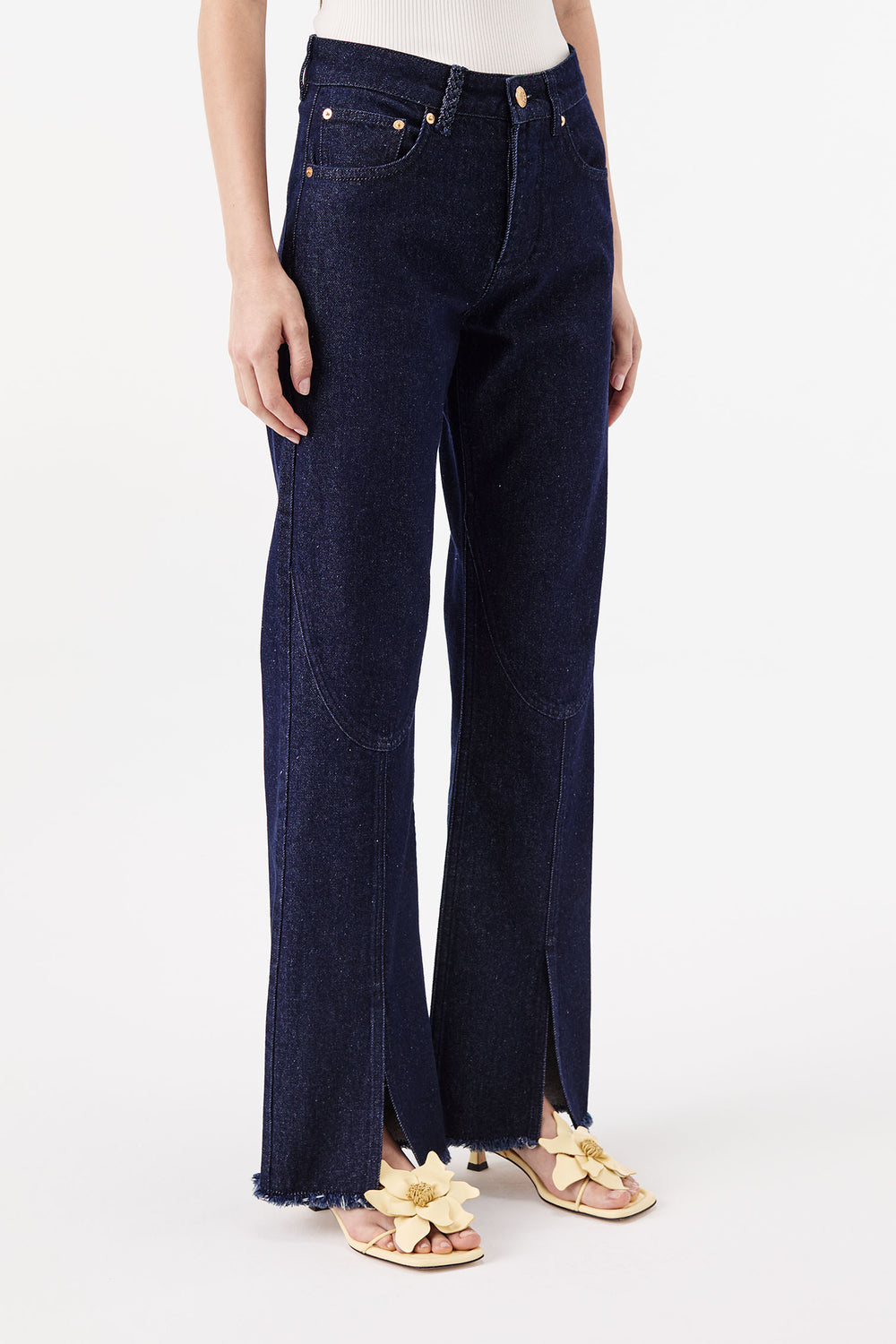 Denim brut à fentes