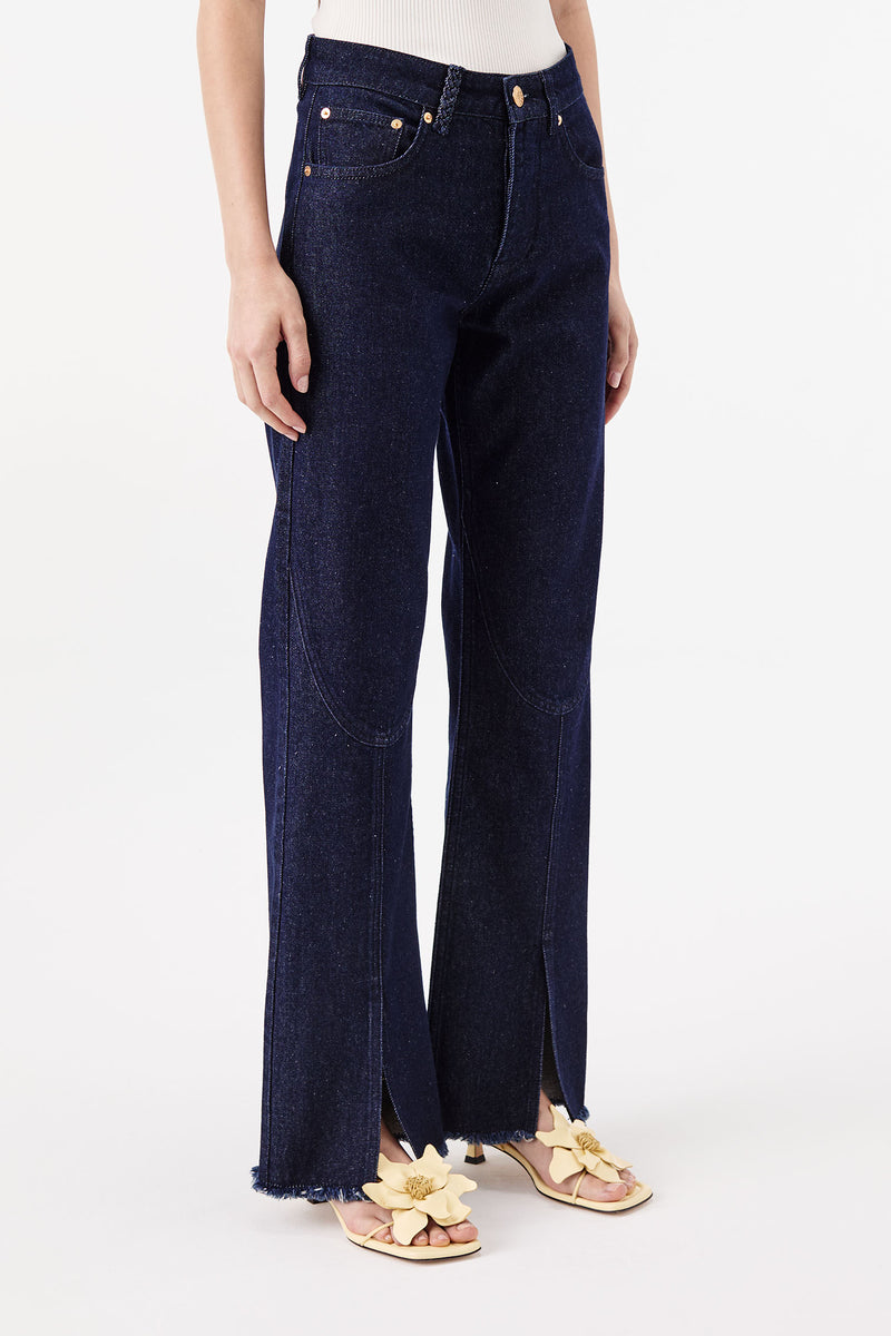 Denim brut à fentes