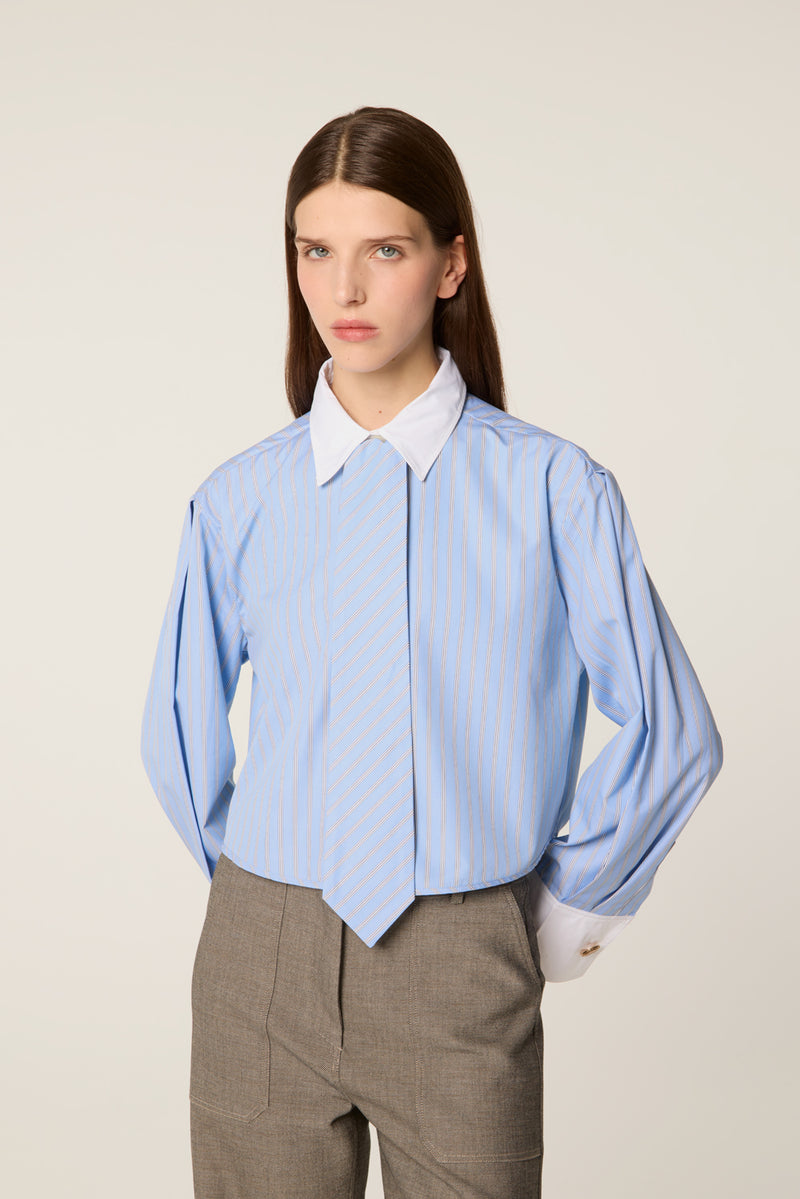 Short shirt with tie