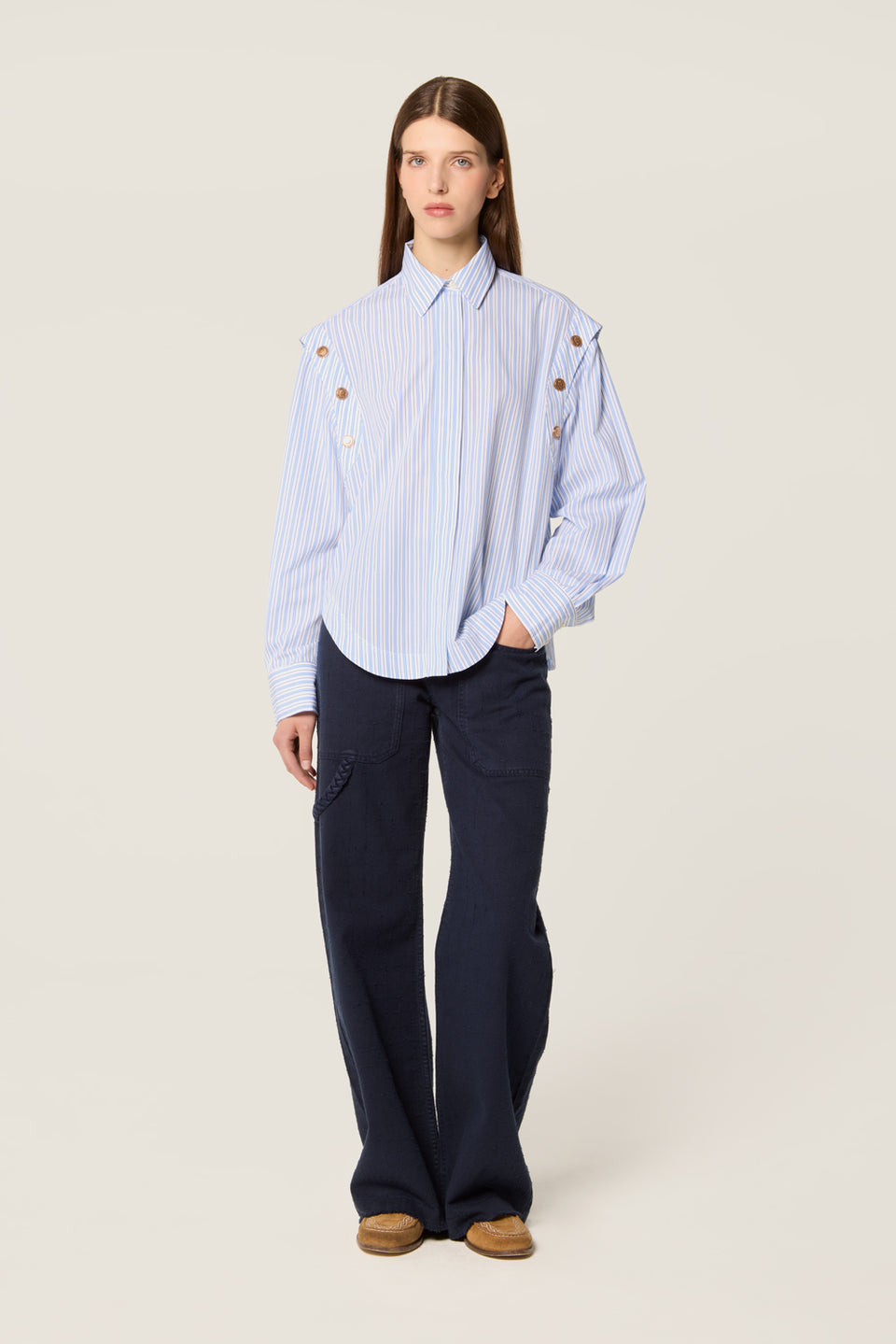 Chemise rayée à bouton pression