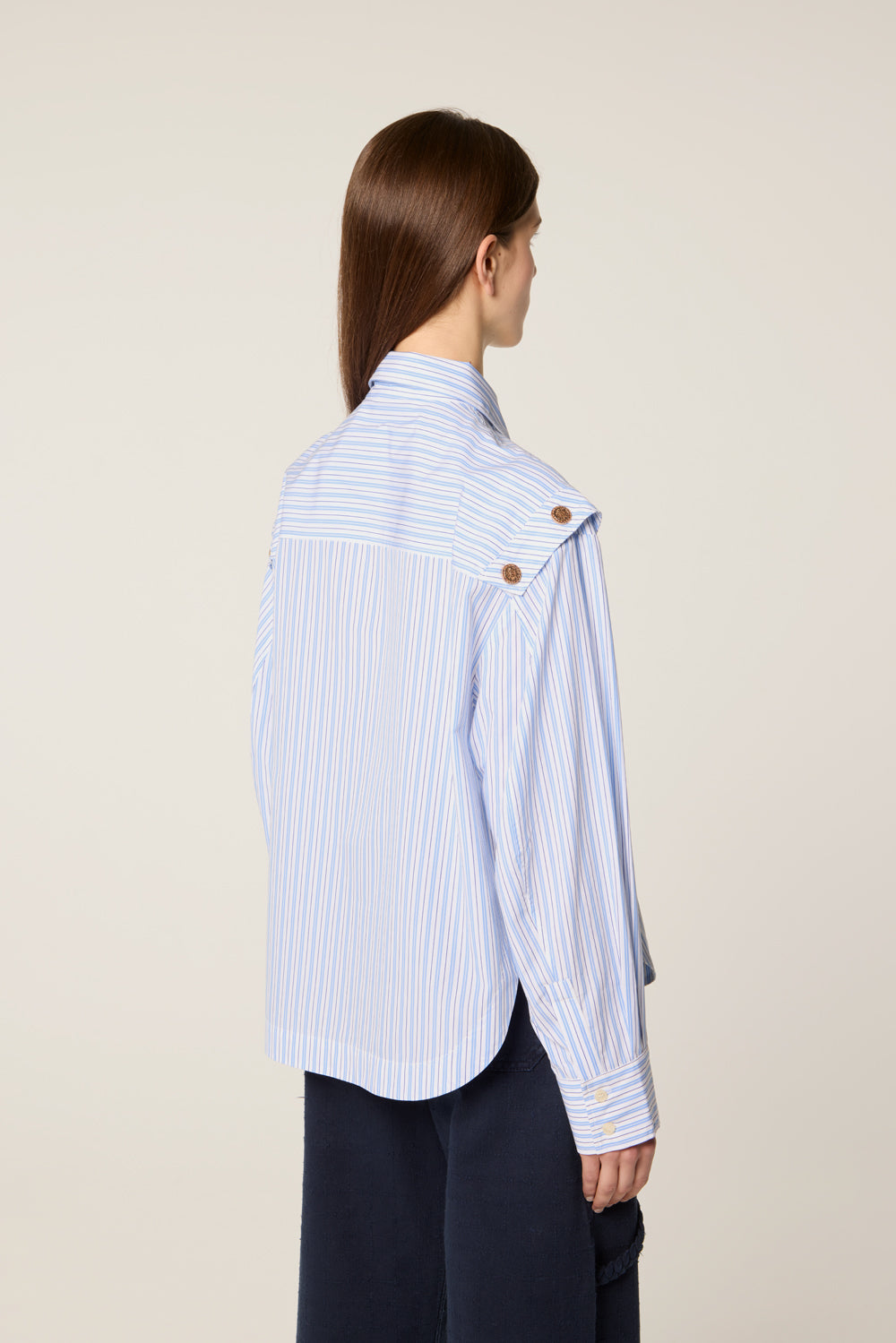 Striped shirt with snap buttons