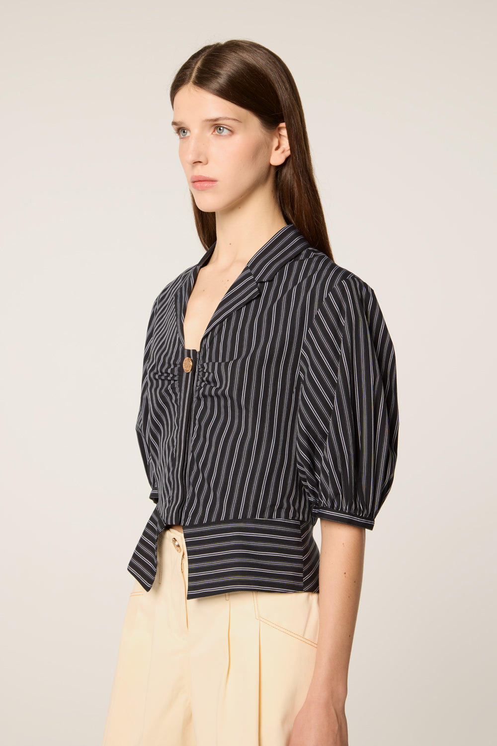 Chemise courte à manches ballons