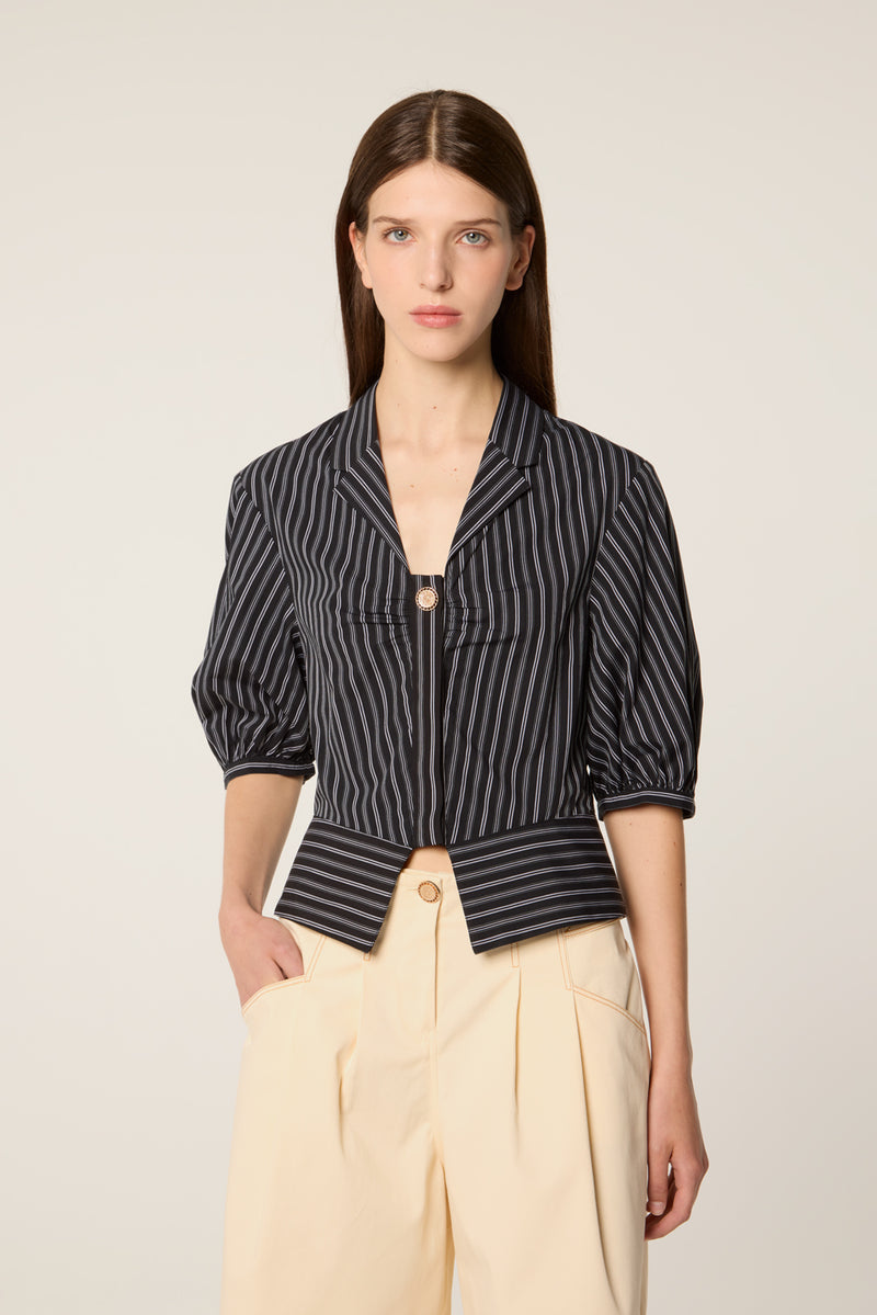 Chemise courte à manches ballons
