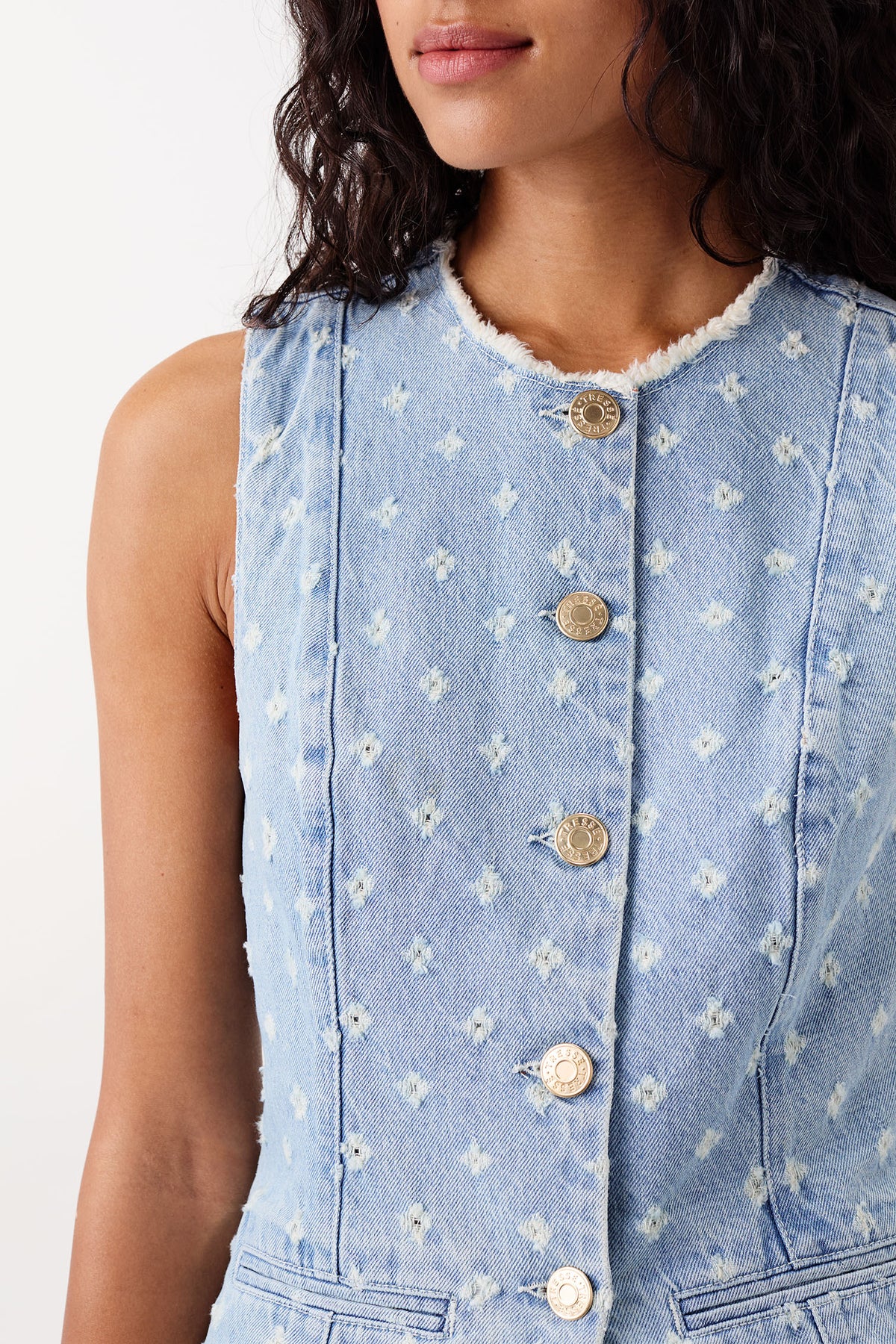 Chaqueta de tejido con efecto desgastado