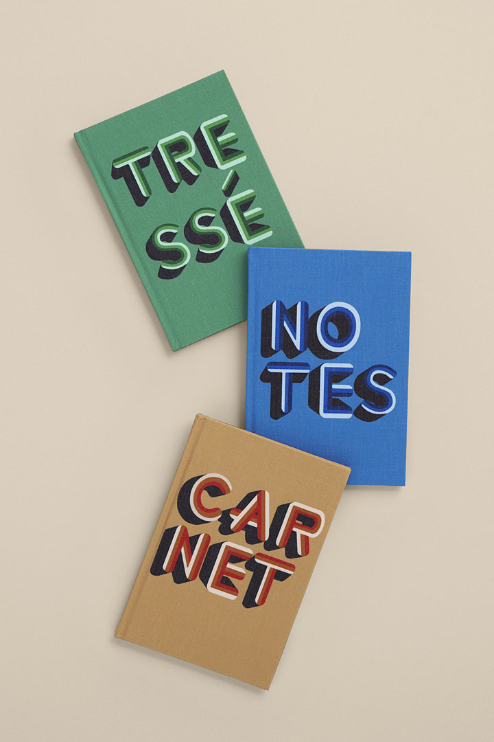 Set of three inscribed notebooks