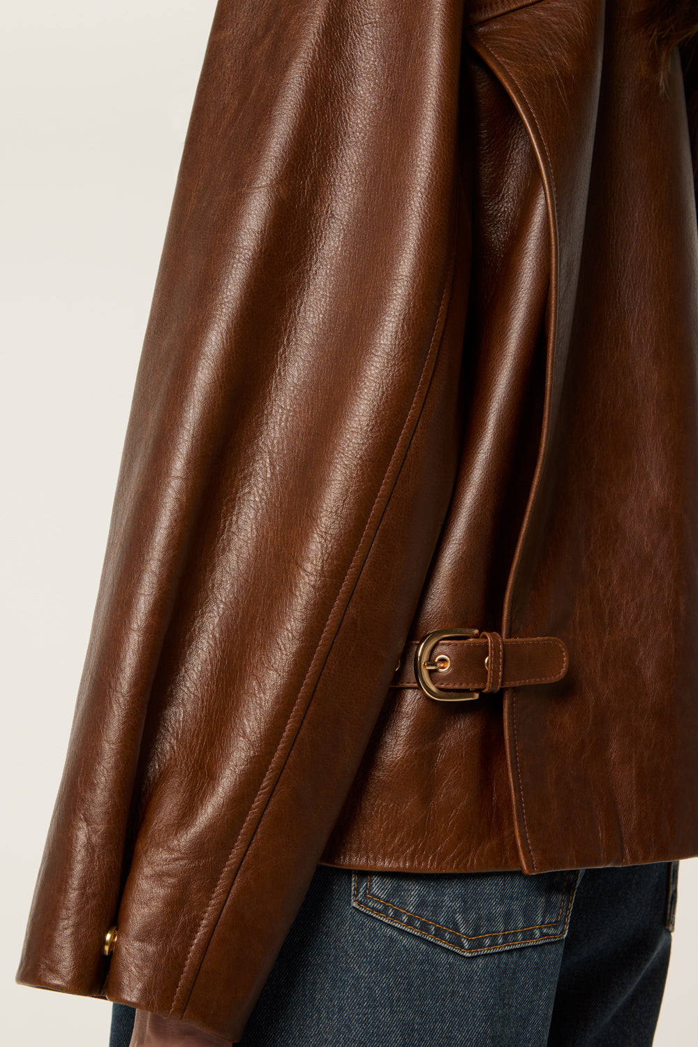 Leather jacket with bib
