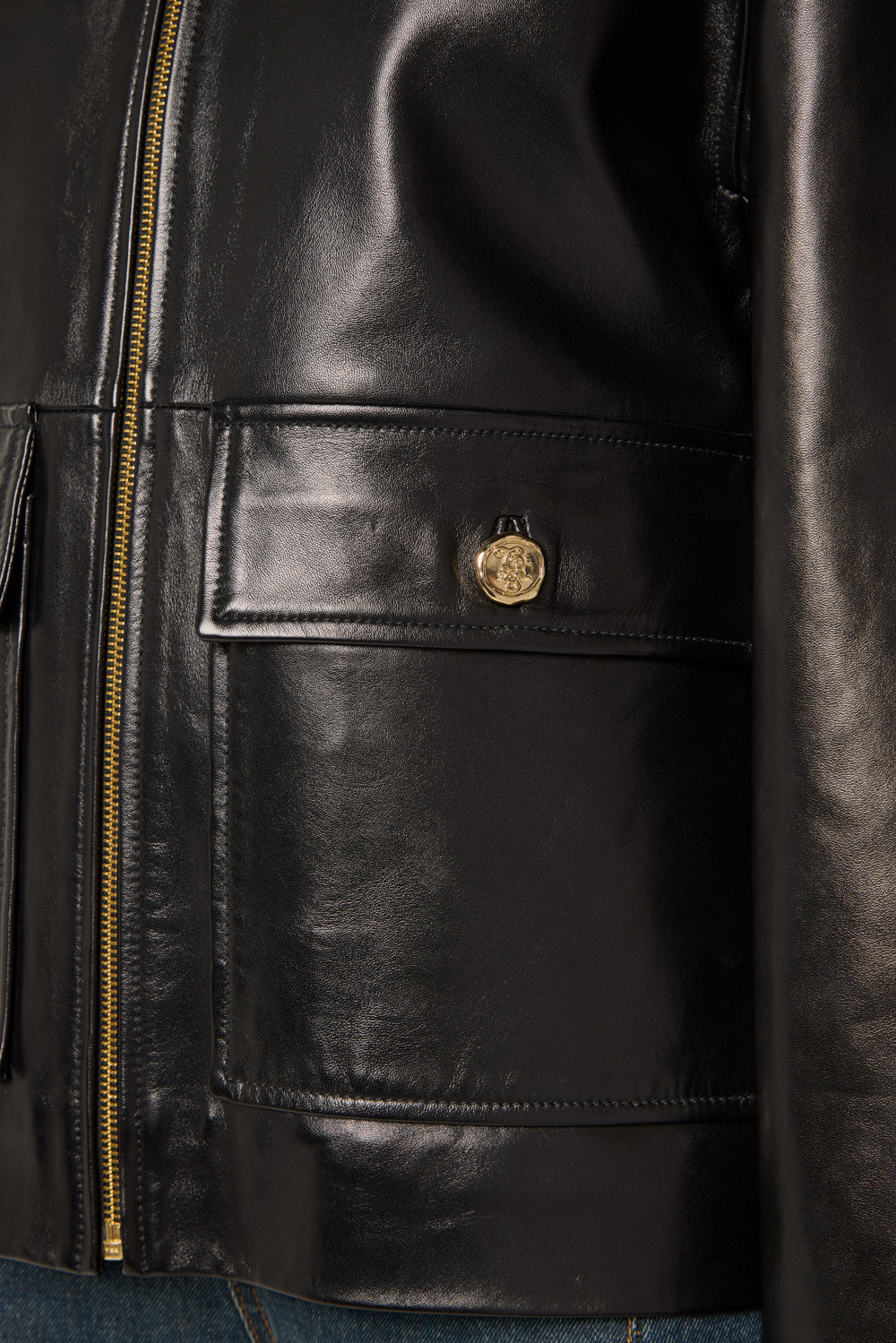 Leather jacket with bib