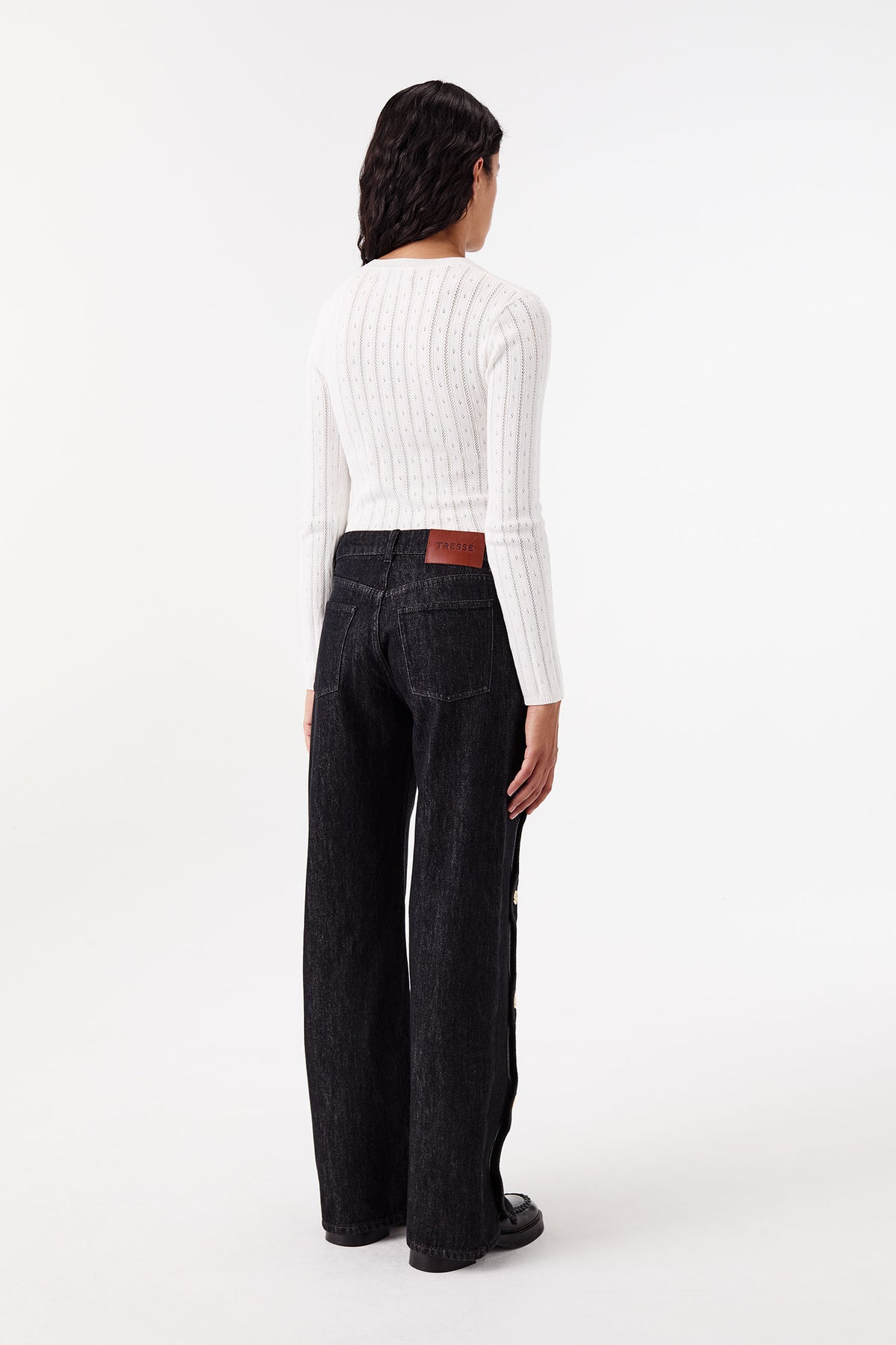 Denim with button placket