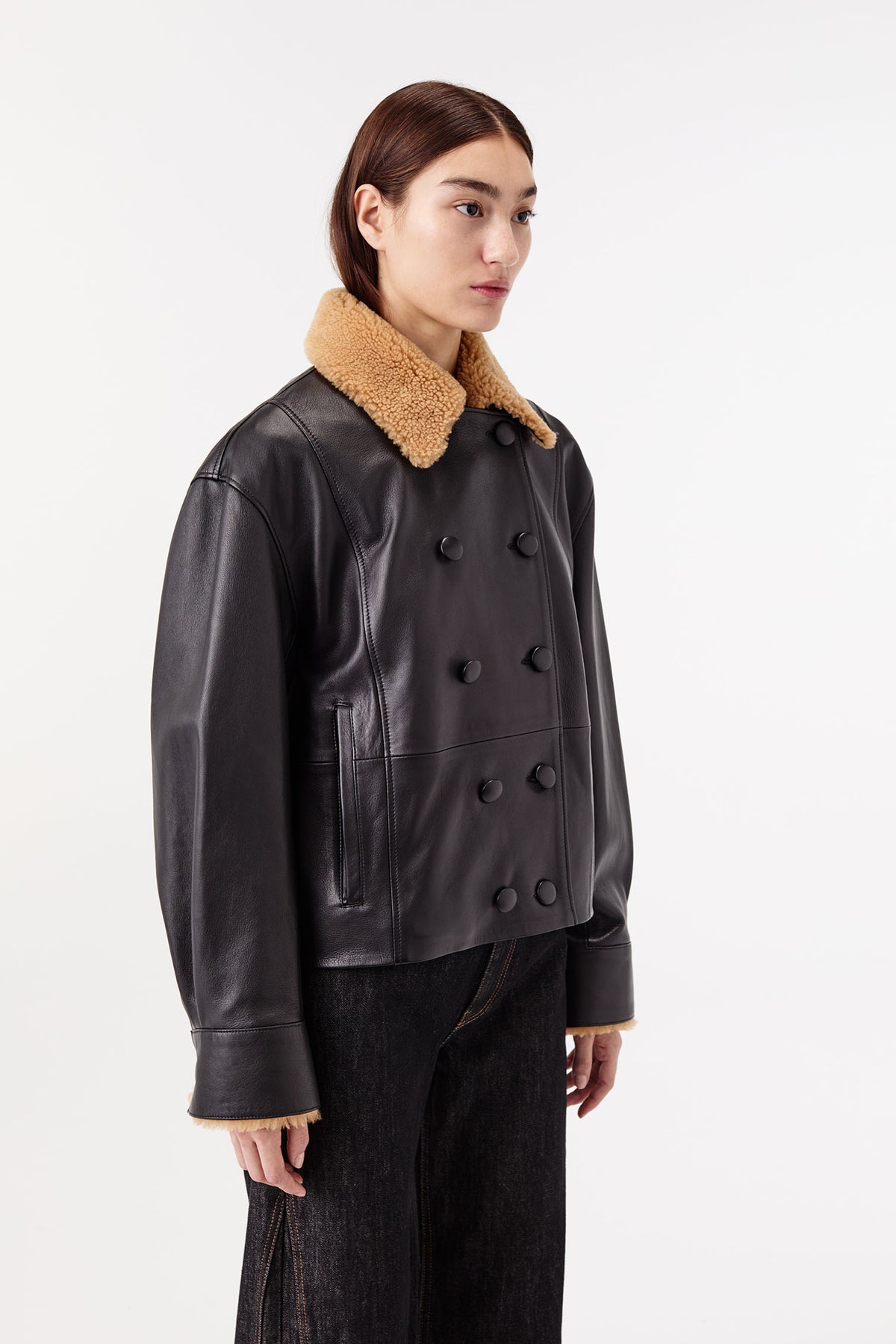 Lederjacke mit Pelzkragen