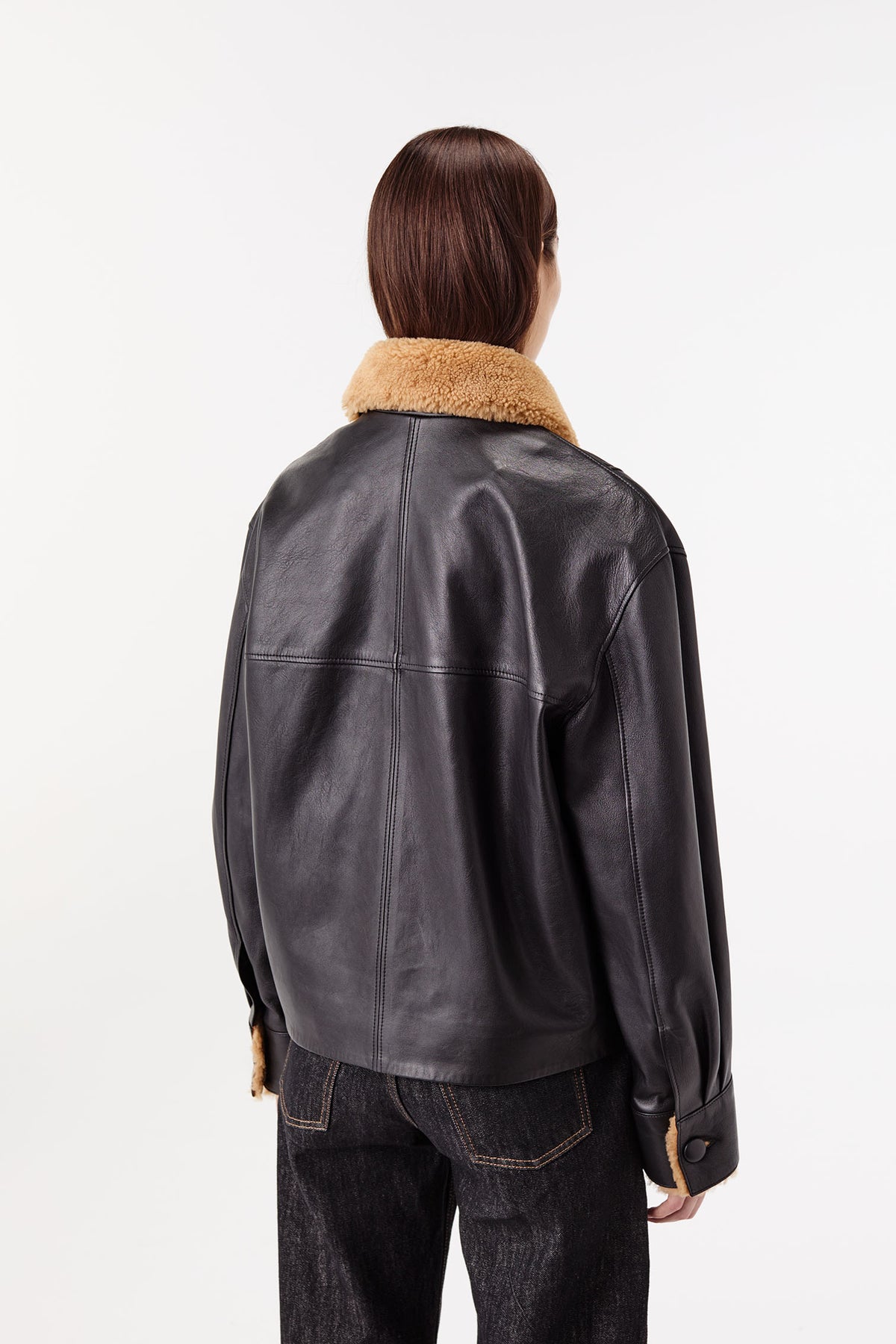 Lederjacke mit Pelzkragen