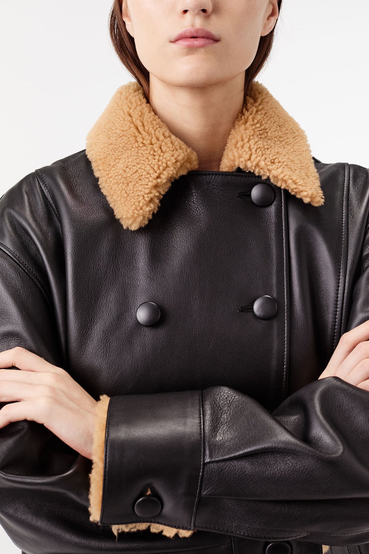Lederjacke mit Pelzkragen