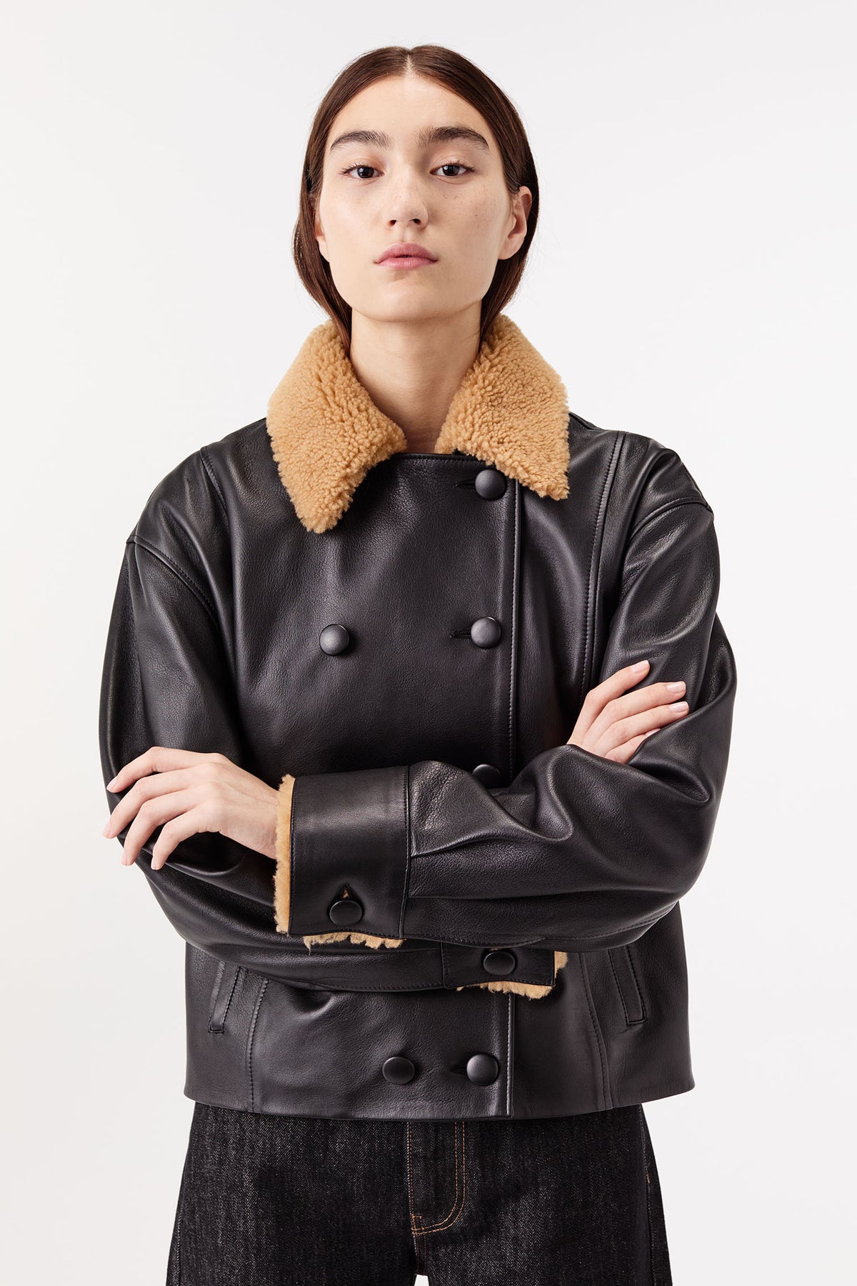 Lederjacke mit Pelzkragen