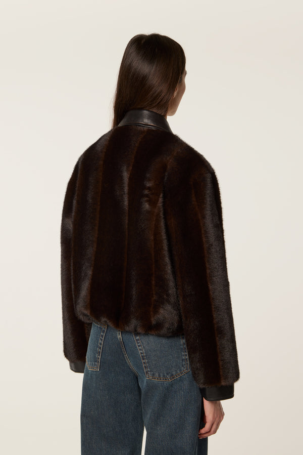 Fur with leather collar