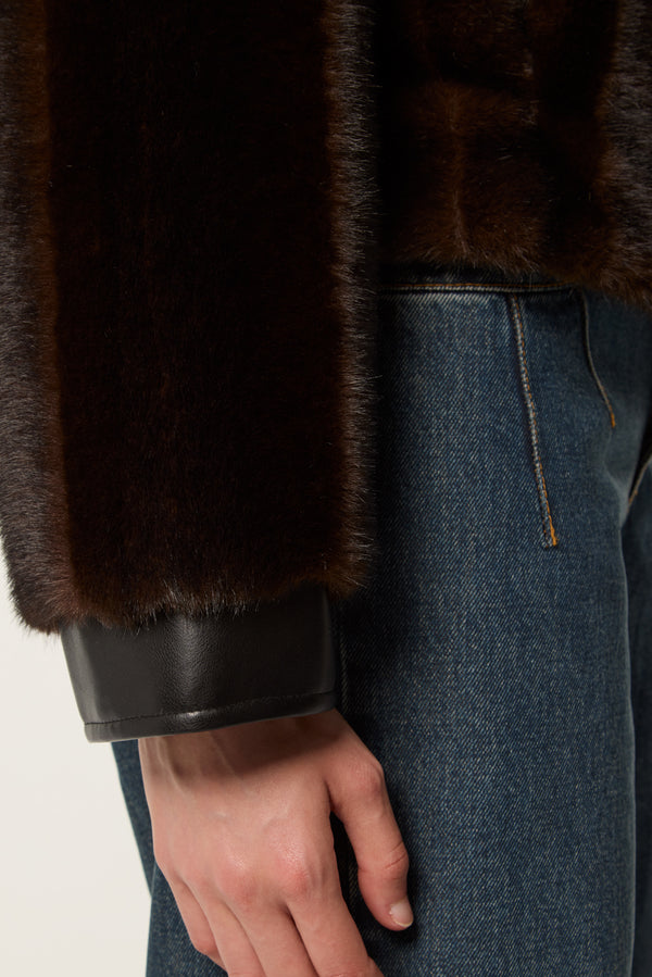 Fur with leather collar