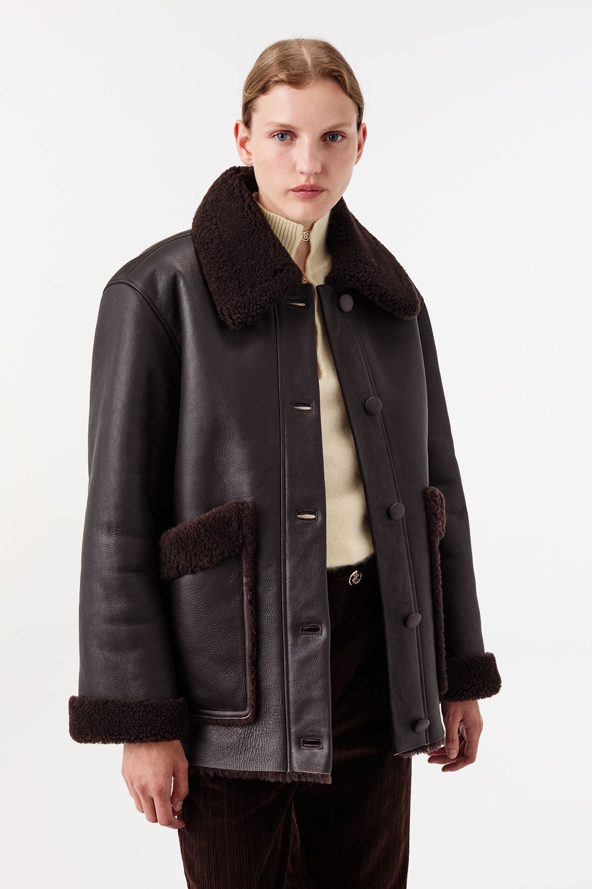 Veste en peau lainée