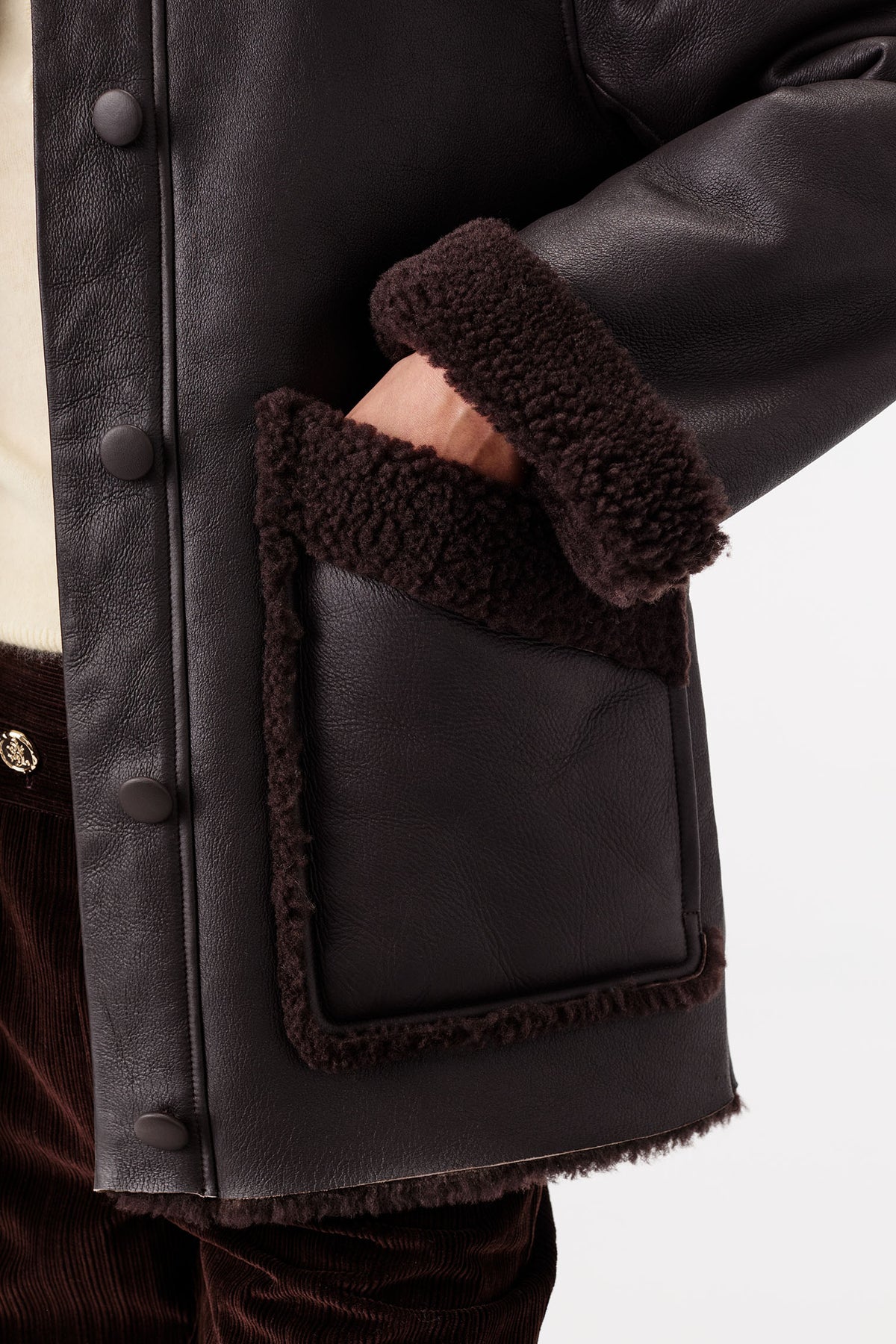 Veste en peau lainée