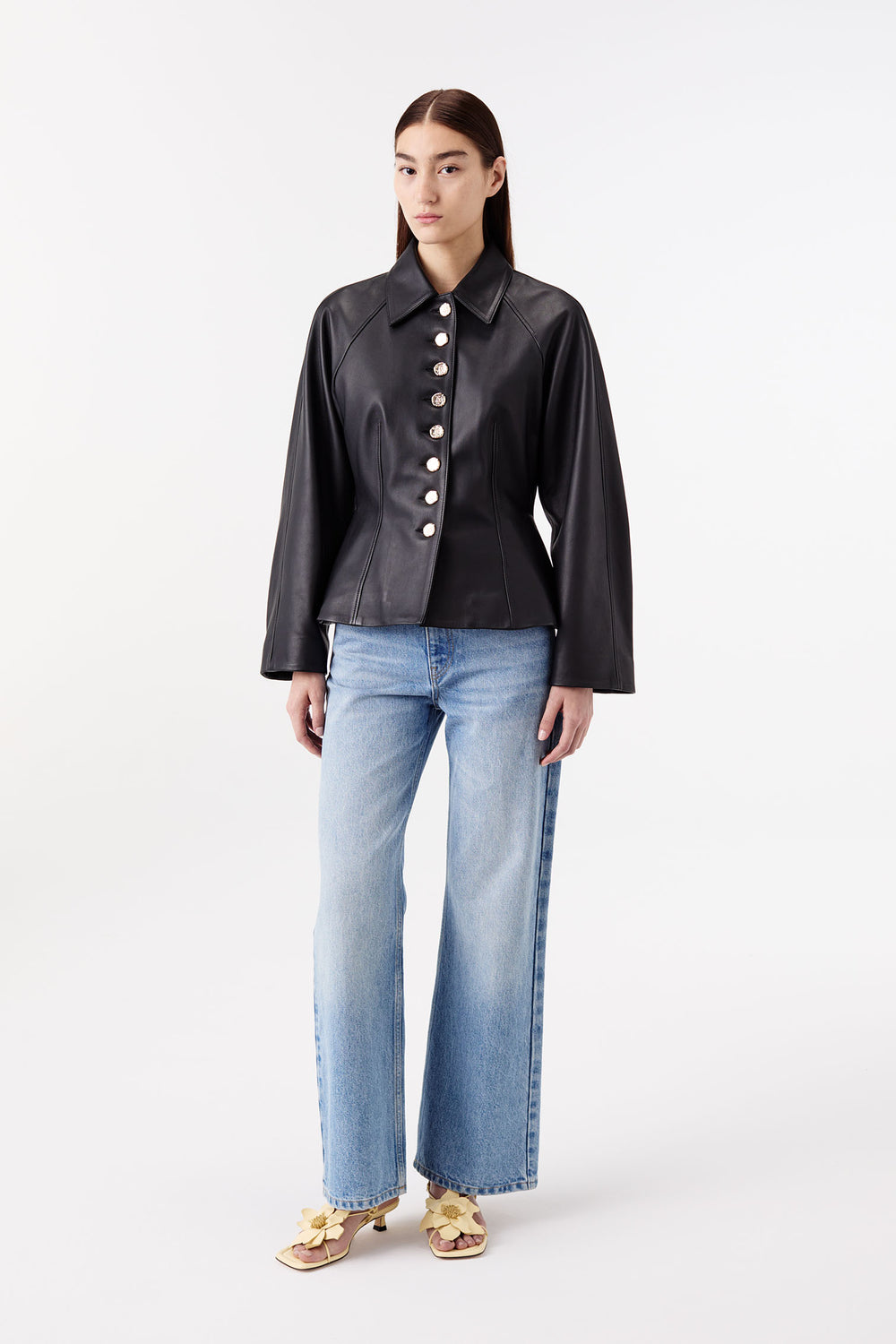 Veste en cuir à basques