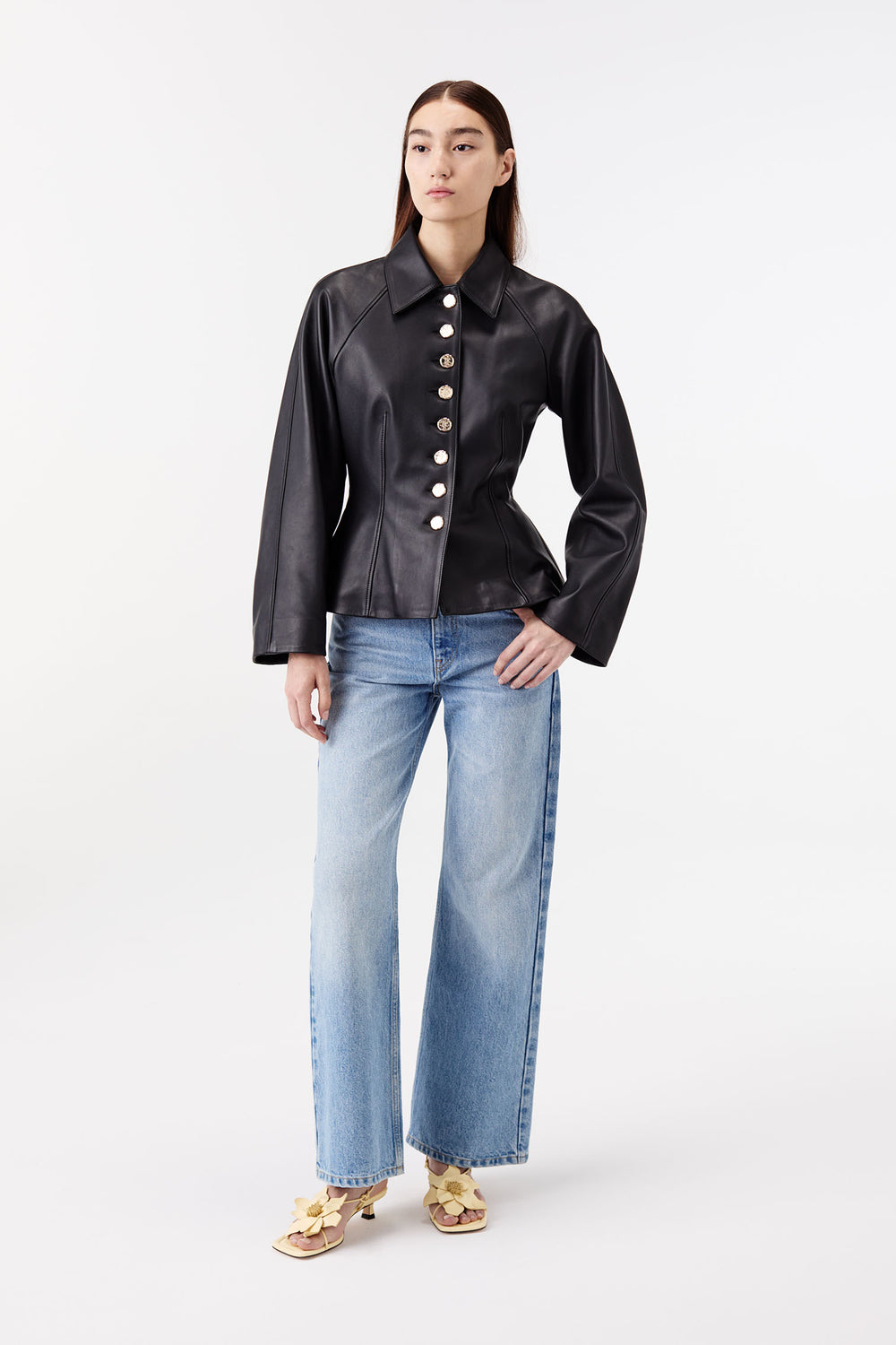 Veste en cuir à basques