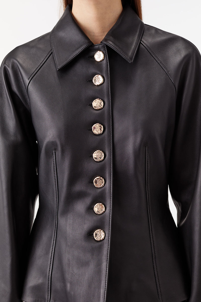 Veste en cuir à basques