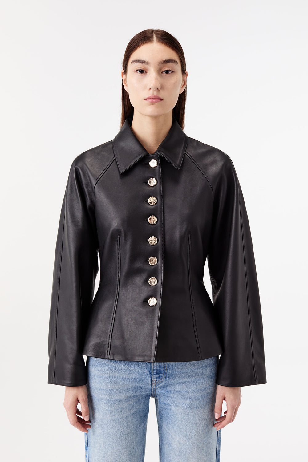 Veste en cuir à basques