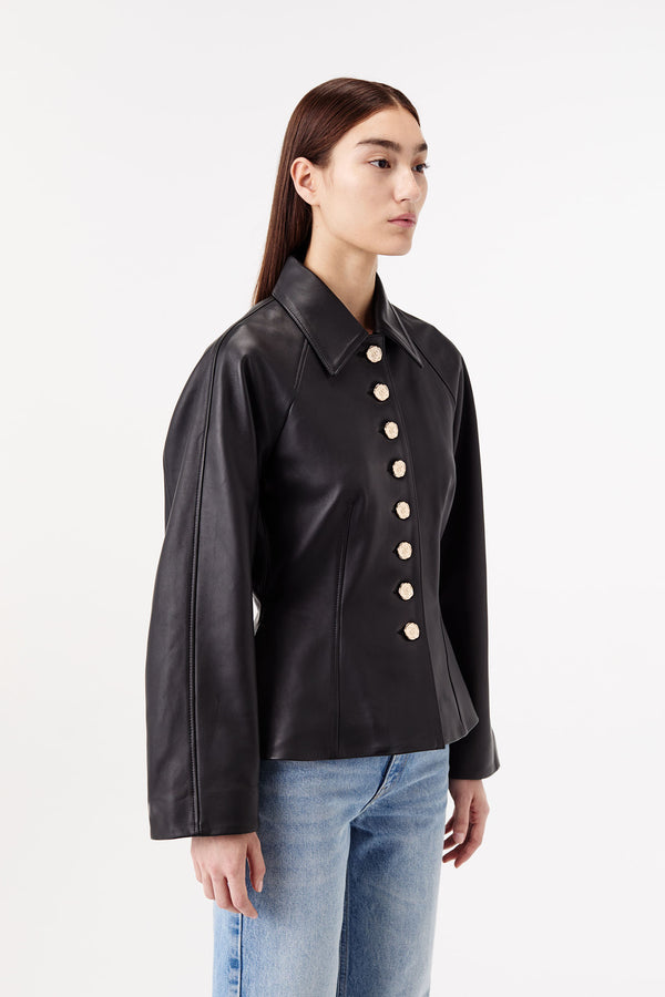 Veste en cuir à basques