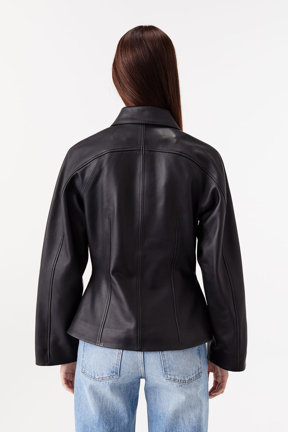 Veste en cuir à basques